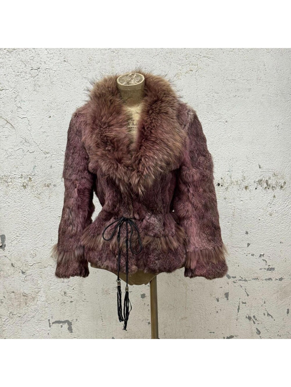 Vintage Y2K Mauve Rabbit & Coyote Fur Jacket